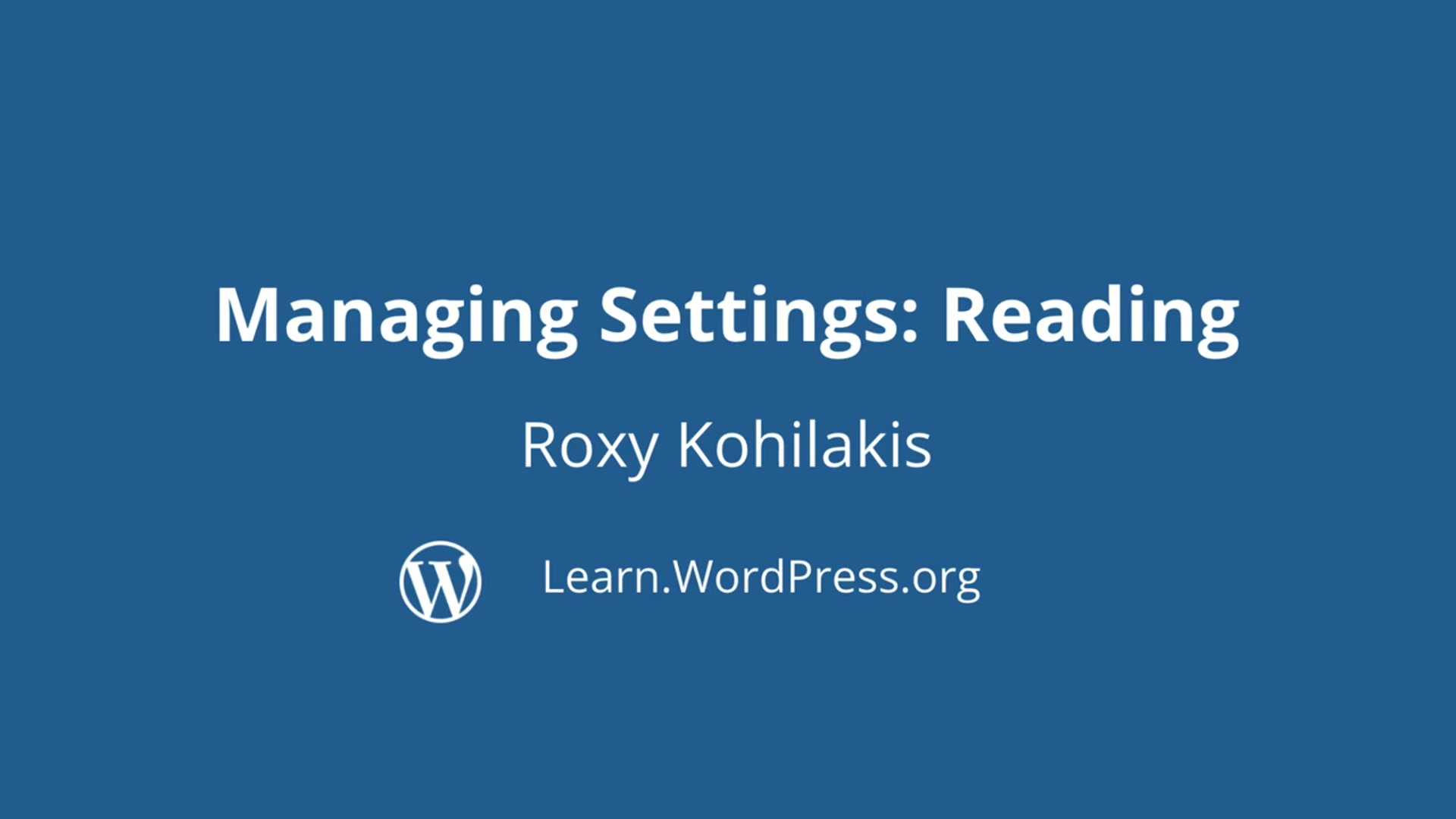 Roxy Kohilakis: Managing Reading Settings