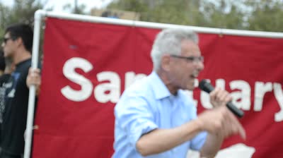Congressman Alan Lowenthal speaks to pro-iimmigration protesters on Saturday, June 30, in Caesar Chavez Park, Long Beach; video by Barry Saks