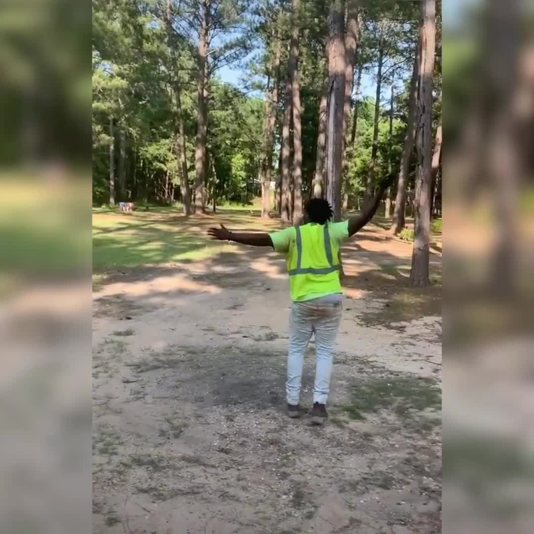 Man hilariously shoots gun in woods