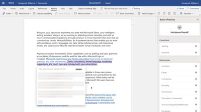 Rewrite Suggestions in Microsoft Word
