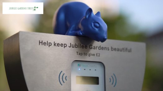 Contactless donation squirrels in Jubilee Gardens