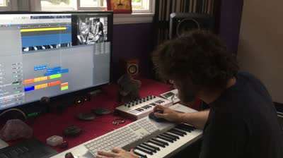 Robbie Angelucci recording NYsferatu soundtrack (Simone Giuliani) at 1 Infinito Studios, Los Angeles