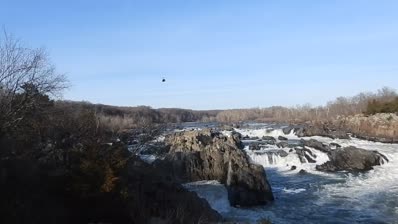 great falls park long pano of falls with helicopter scanning and then in closeup jan 3 2024 – 1