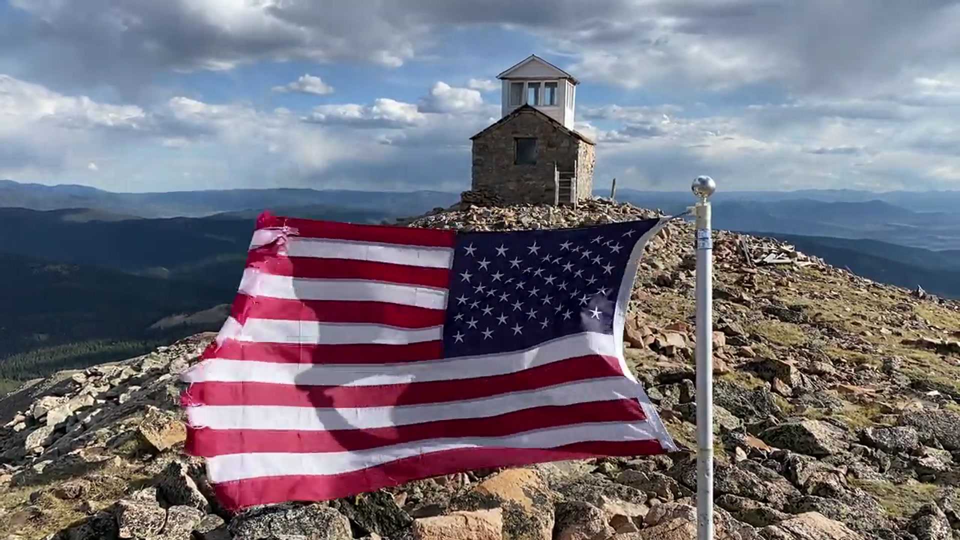Fairview Peak Fire Lookout and Summit Flag